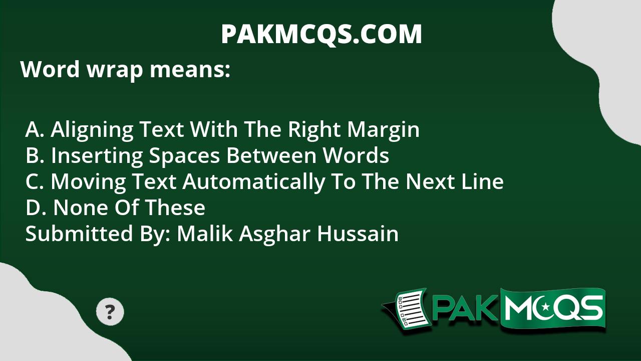 Word wrap means PakMcqs