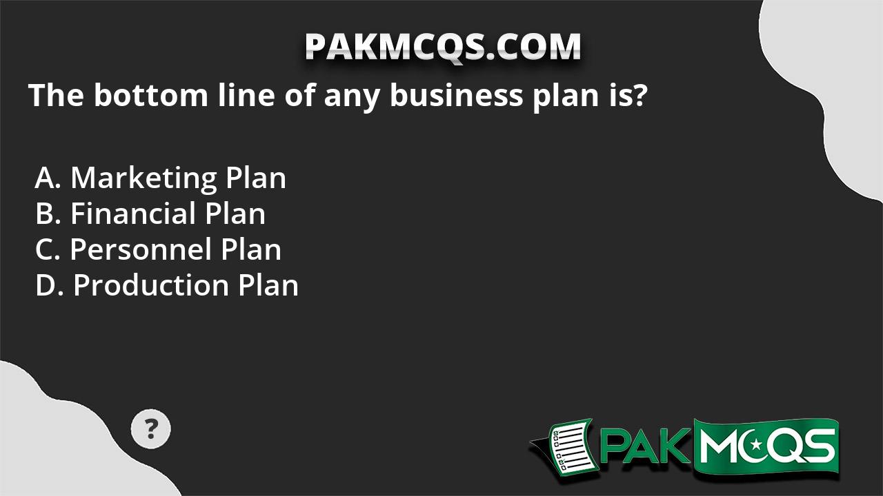 bottom line of any business plan is mcq