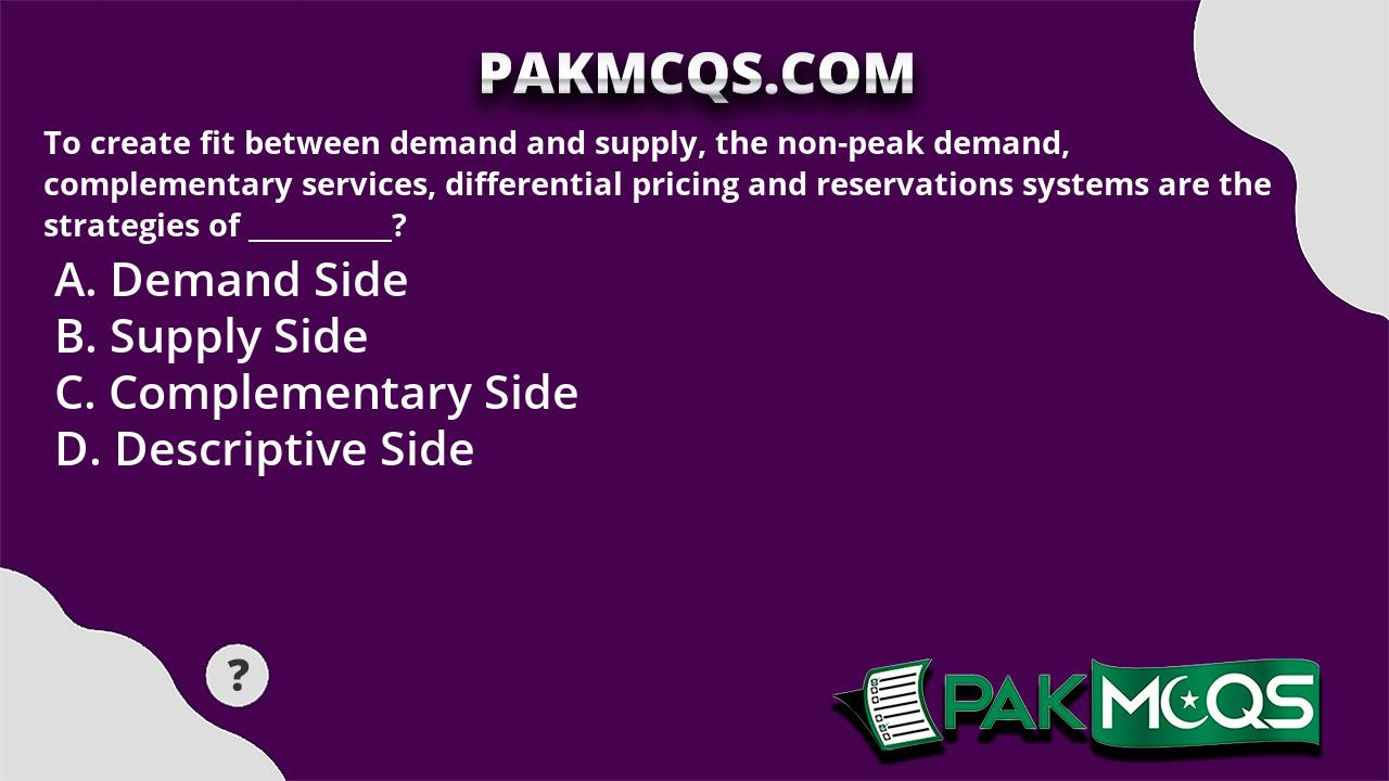 To Create Fit Between Demand And Supply, The Non-peak Demand ...