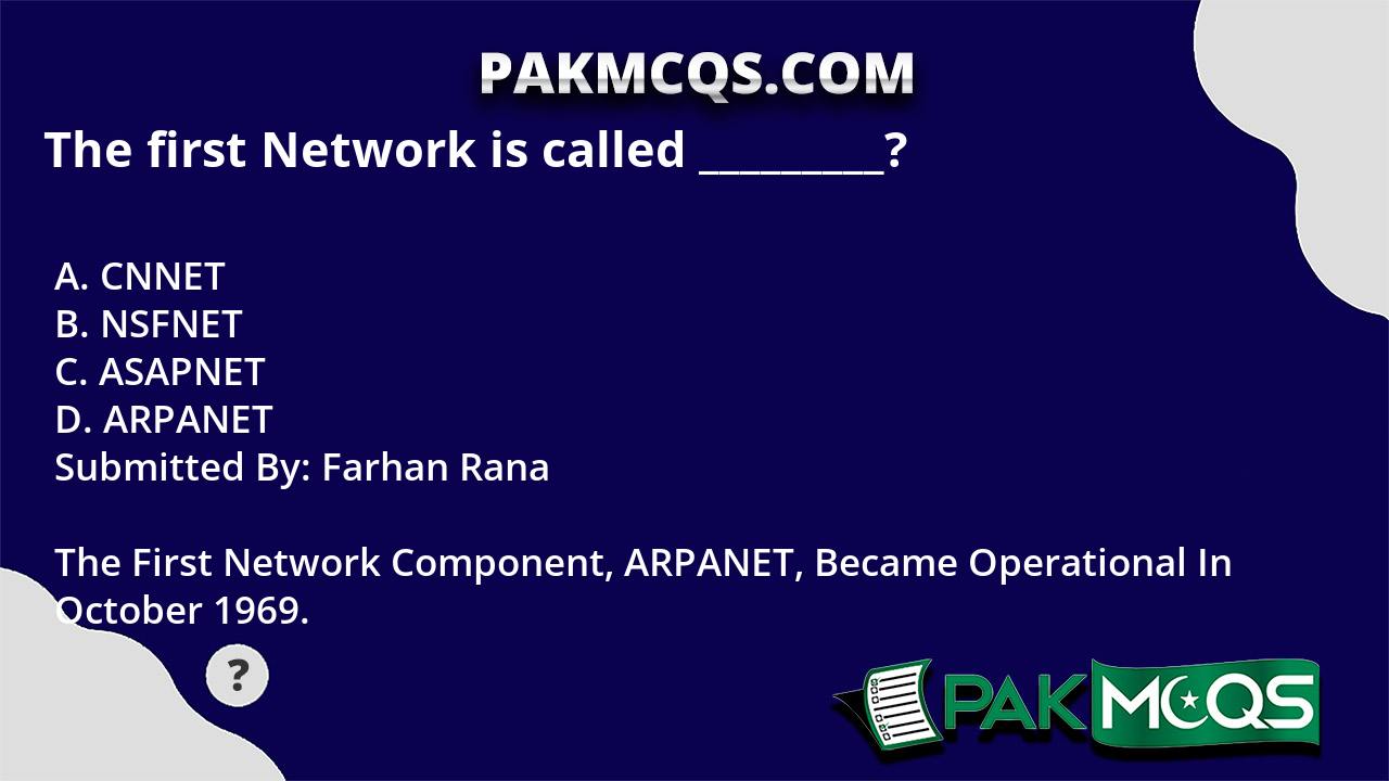 The First Network Is Called Pakmcqs 6888