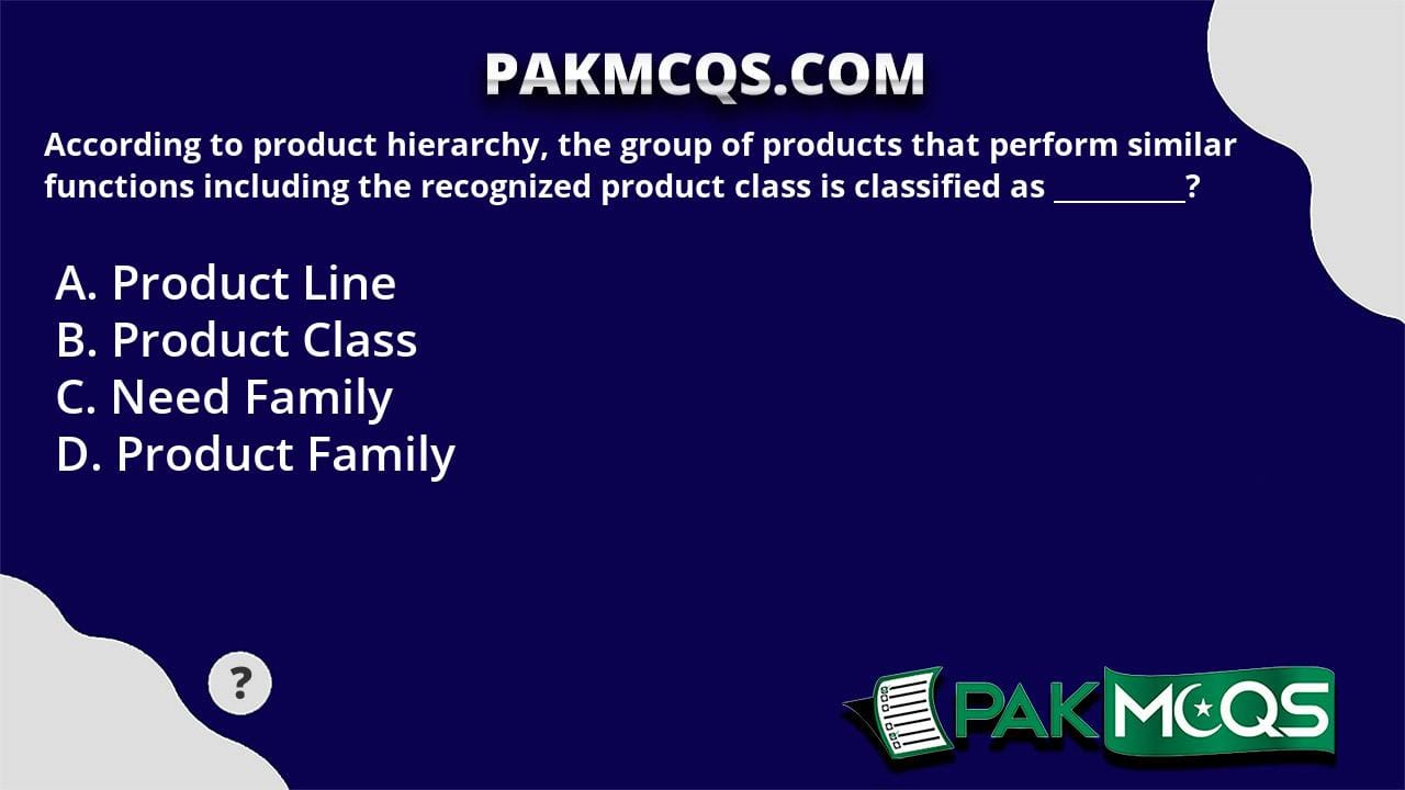 According to product hierarchy, the group of products that perform ...