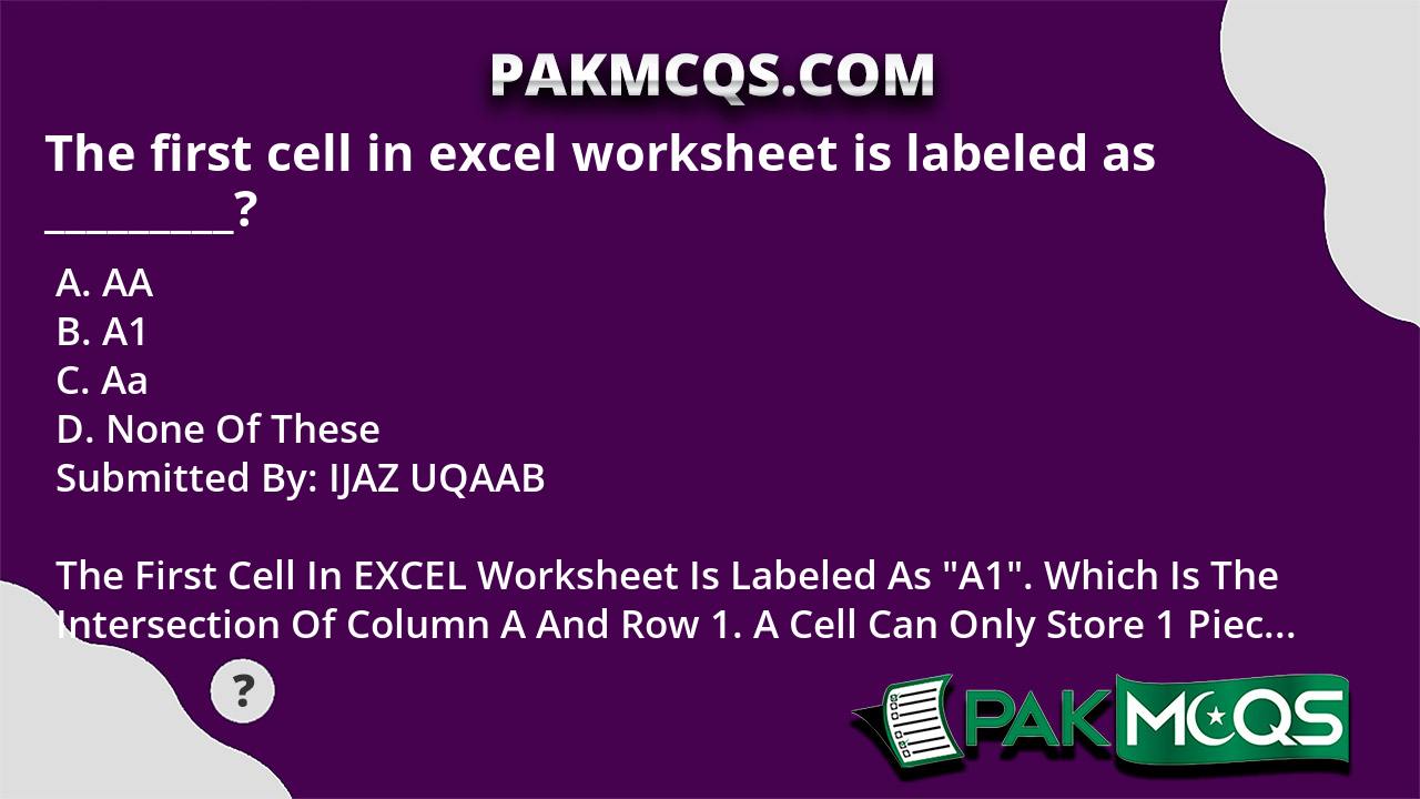 the-first-cell-in-excel-worksheet-is-labeled-as-pakmcqs