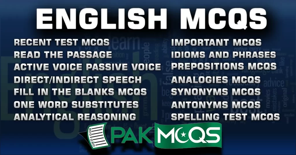 English Mcqs for Preparation Fpsc, Nts, Kppsc, Ppsc, and other Tests
