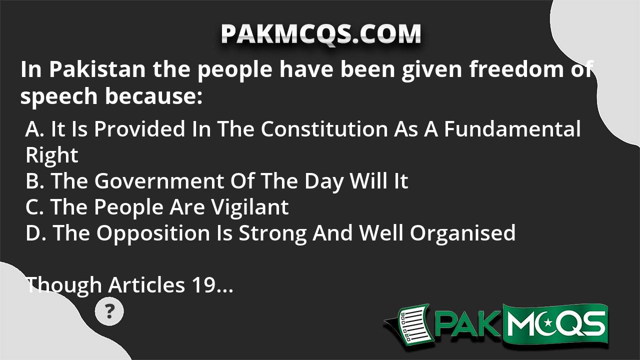 freedom of speech in pakistan essay