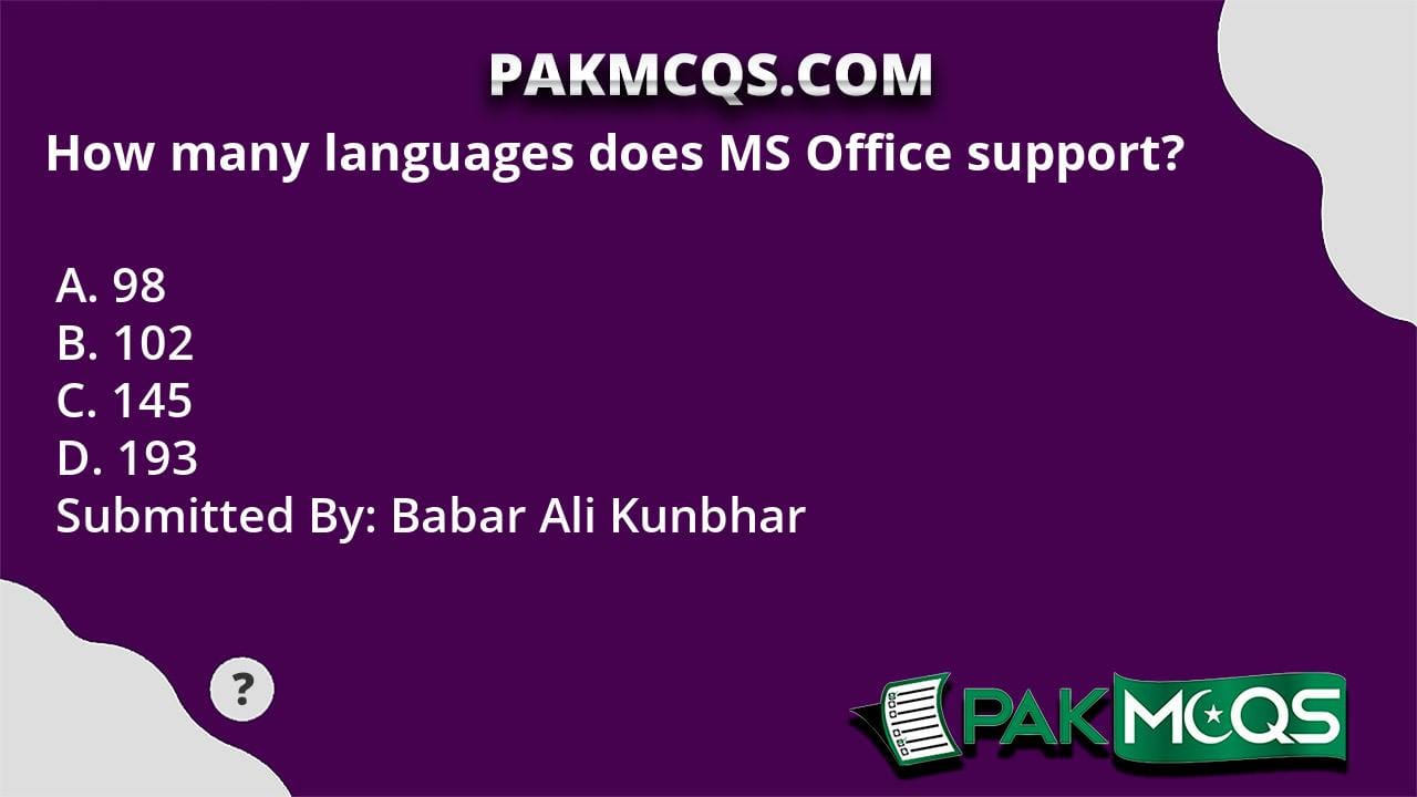 How Many Languages Does MS Office Support PakMcqs