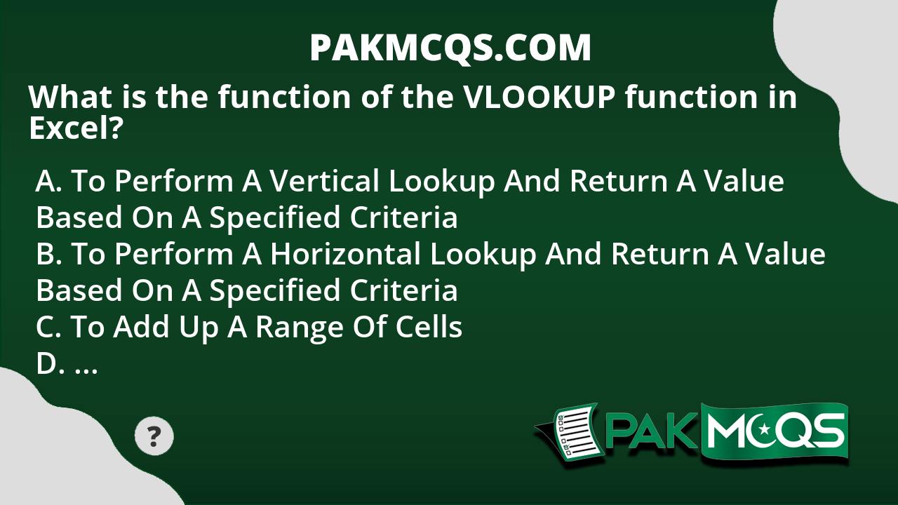 what-is-the-function-of-the-vlookup-function-in-excel-pakmcqs