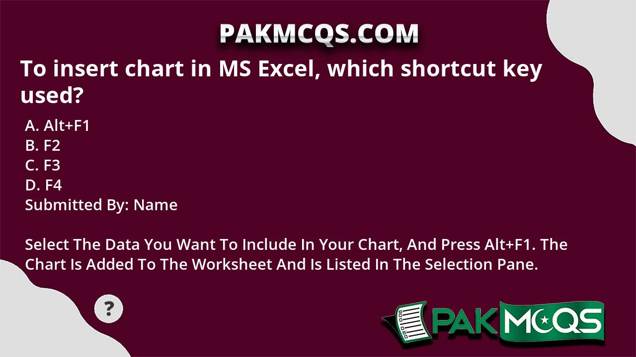 to-insert-chart-in-ms-excel-which-shortcut-key-used-pakmcqs