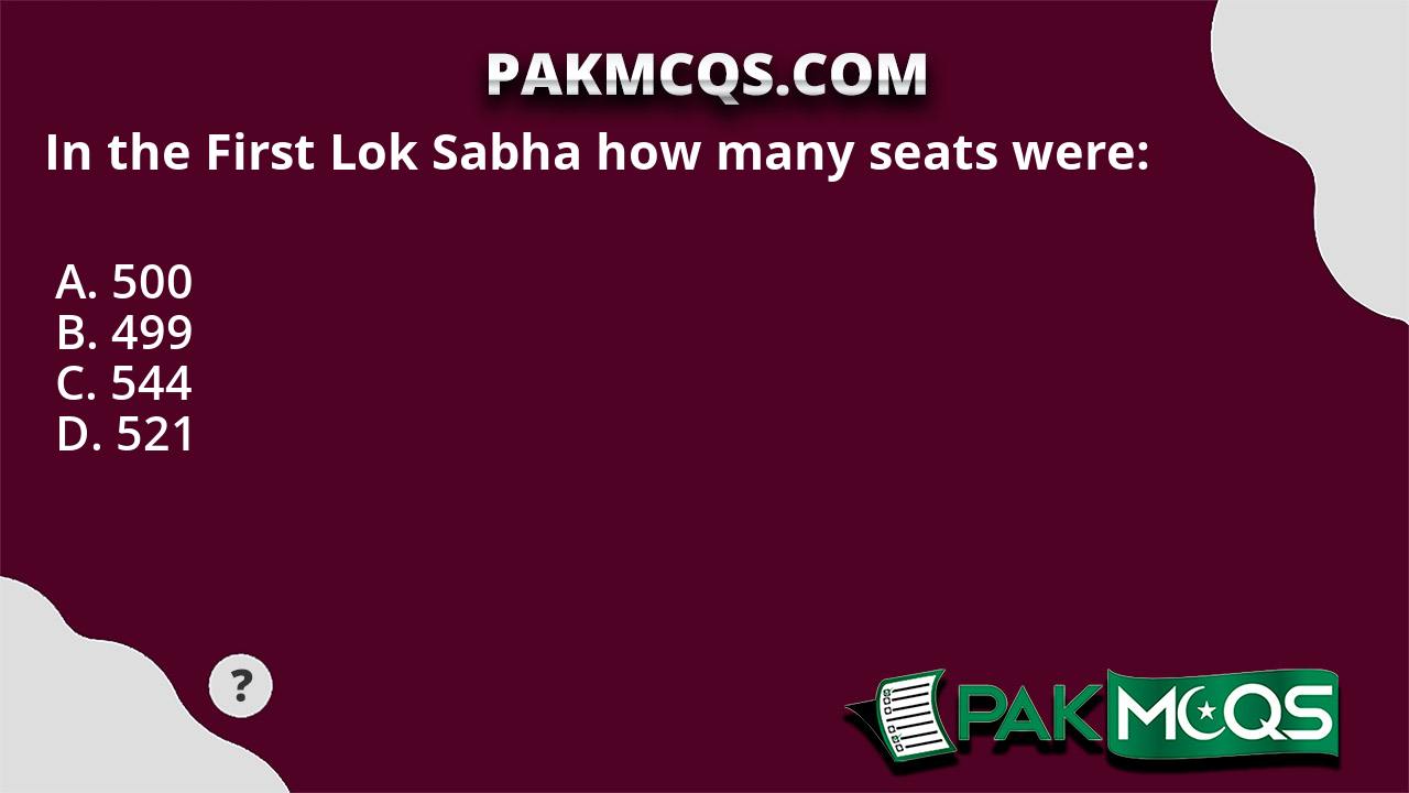 In the First Lok Sabha how many seats were PakMcqs